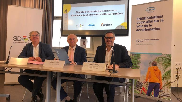 Signature du contrat de concession du réseau de chaleur de la Ville de Fougères - ENGIE Solutions votre allié sur la voie de la décarbonation.